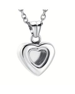 Petite Glass Heart - Stainless Steel Cremation Ashes Jewellery Urn Pendant