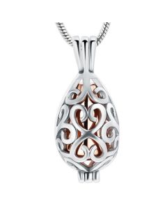 Petite Tear Rose Urn Locket - Stainless Steel Cremation Ashes Jewellery Urn Pendant