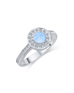 LifeStone™ Ladies Radiant Circle Cremation Ashes Ring-Azure-Sterling Silver