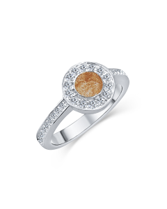 LifeStone™ Ladies Radiant Circle Cremation Ashes Ring-Copper-Sterling Silver