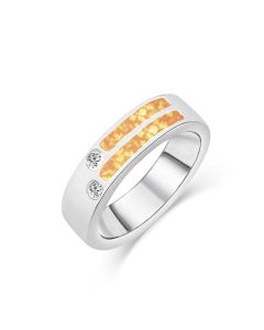 LifeStone™ Gents Reminiscence Cremation Ashes Ring-Sterling Silver-Amber