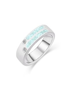 LifeStone™ Gents Reminiscence Cremation Ashes Ring-Sterling Silver-Aquamarine