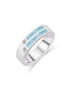 LifeStone™ Gents Reminiscence Cremation Ashes Ring-Sterling Silver-Azure