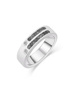 LifeStone™ Gents Reminiscence Cremation Ashes Ring-Sterling Silver-Midnight