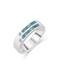 LifeStone™ Gents Reminiscence Cremation Ashes Ring-Sterling Silver-Peacock