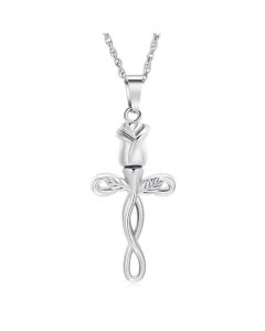 Rose Cross - Stainless Steel Cremation Ashes Urn Jewellery Pendant