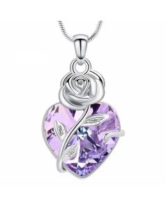 Crystal Rose Heart - Stainless Steel Cremation Ashes Jewellery Urn Pendant