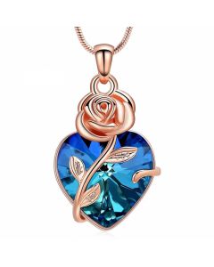 Crystal Rose Heart - Rose Gold Stainless Steel Cremation Ashes Jewellery Urn Pendant