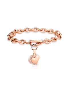 Shimmer Heart - Rose Gold Stainless Steel Cremation Ashes Jewellery Bracelet