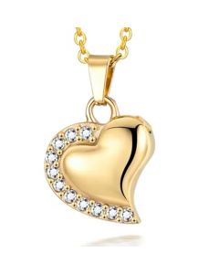 Shimmer Heart -Yellow Gold Stainless Steel Cremation Ashes Jewellery Urn Pendant