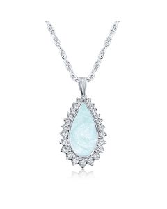 LifeStone™ Cherished Tear Cremation Ashes Pendant-Aquamarine-Sterling Silver