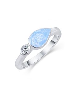 LifeStone™ Ladies Teardrop Cremation Ashes Ring-Azure-Sterling Silver