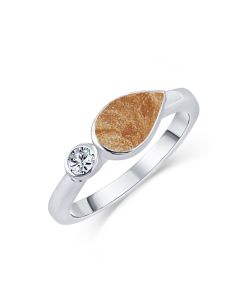 LifeStone™ Ladies Teardrop Cremation Ashes Ring-Copper-Sterling Silver