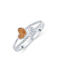 LifeStone™ Ladies Together Hearts Cremation Ashes Ring-Copper-Sterling Silver
