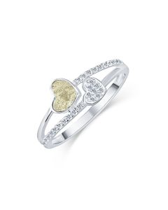 LifeStone™ Ladies Together Hearts Cremation Ashes Ring-Natural-Sterling Silver