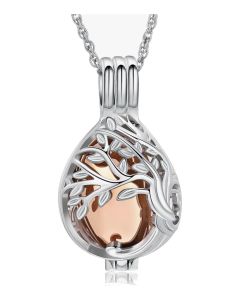 Tree of Life Encased Locket - Stainless Steel Cremation Ashes Jewellery Urn Pendant