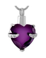 Always and Forever Heart Amethyst - Stainless Steel Cremation Ashes Jewellery Pendant