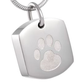 TANGPOET Paw Print Urn Necklace For Pet Ashes - 925 Sterling Silver Cremation Keepsake For Dogs & Cats