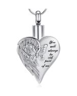 Butterfly Winged Heart - Stainless Steel Cremation Ashes Memorial Jewellery Pendant