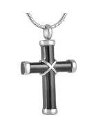 Handsome Black Cross - Stainless Steel Ash Holder Pendant