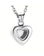 Petite Glass Heart - Stainless Steel Cremation Ashes Jewellery Urn Pendant