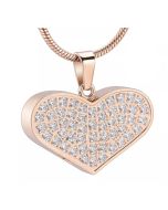Sparkle Wide Heart - Rose Gold Stainless Steel Cremation Ashes Jewellery Pendant