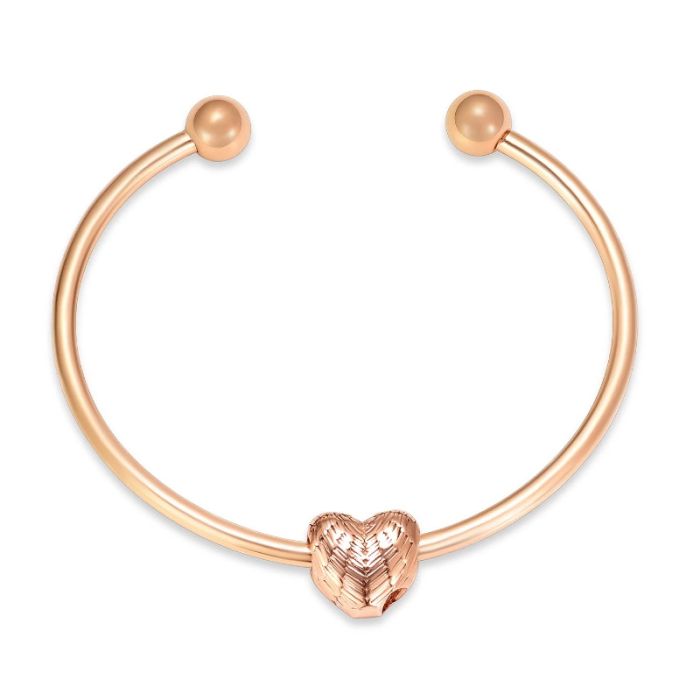 Winged Charm Bangle - Rose Gold Stainless Steel Cremation Ashes Jewellery