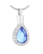 Always and Forever Tear Blue - Stainless Steel Cremation Ashes Jewellery Urn Pendant