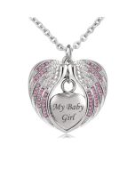 Angel Wings 'My Baby Girl' Pink - Stainless Steel Cremation Ashes Jewellery Necklace Pendant