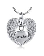 Angel Wings Brother - Stainless Steel Cremation Ashes Jewellery Necklace Pendant
