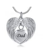 Angel Wings Dad - Stainless Steel Cremation Ashes Jewellery Necklace Pendant
