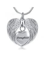 Angel Wings Daughter - Stainless Steel Cremation Ashes Jewellery Necklace Pendant