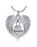 Angel Wings Grandad - Stainless Steel Cremation Ashes Jewellery Necklace Pendant