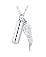 Cylinder Wing Charm - Stainless Steel Cremation Ashes Pendant
