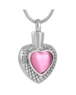 Devoted Heart Pink - Stainless Steel Cremation Ashes Memorial Urn Pendant