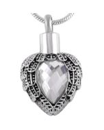 Jewelled Wings Clear - Stainless Steel Cremation Ashes Jewellery Pendant
