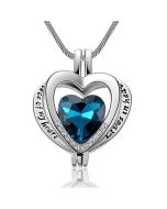 My Heart is in Heaven Blue - Premium Stainless Steel Cremation Ashes Necklace Pendant