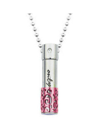 Only Love Pink Cylinder - Stainless Steel Cremation Ashes Memorial Pendant