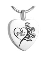Rose 'Always in my Heart' - Stainless Steel Cremation Ashes Jewellery Pendant