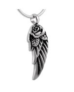 Rose Angel Wing - Stainless Steel Cremation Ashes Pendant