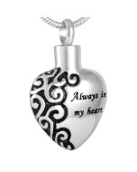 Scroll 'Always in my Heart' - Stainless Steel Cremation Jewellery Pendant