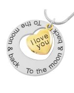 The Moon and Back Circle - Stainless Steel Cremation Ash Necklace Pendant
