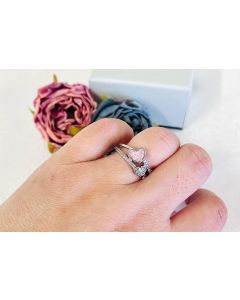 LifeStone™ Ladies Together Hearts Cremation Ashes Ring-Ballerina-Sterling Silver