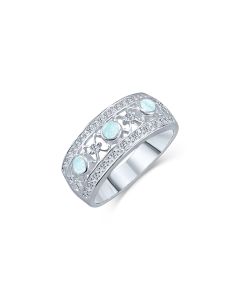 LifeStone™ Adore Ladies Cremation Ashes Ring-Aquamarine-Sterling Silver