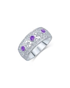 LifeStone™ Adore Ladies Cremation Ashes Ring-Violet-Sterling Silver