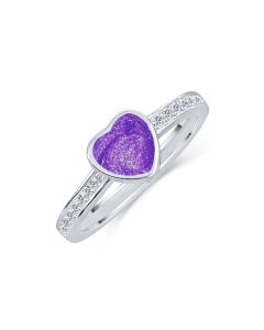 LifeStone™ Ladies Amour Heart Cremation Ashes Ring-Violet-Sterling Silver