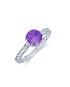 LifeStone™ Ladies Amour Round Cremation Ashes Ring-Violet-Sterling Silver