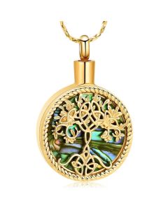 Artistry Tree of Life - Yellow Gold Stainless Steel Cremation Ashes Urn Pendant