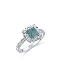 LifeStone™ Ladies Balmoral Cremation Ashes Ring-Peacock-Sterling Silver