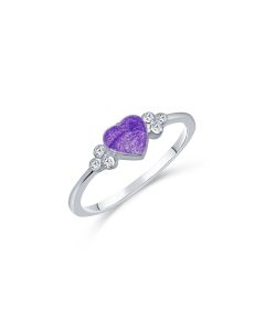 LifeStone™ Ladies Beloved Heart Cremation Ashes Ring-Violet-Sterling Silver
